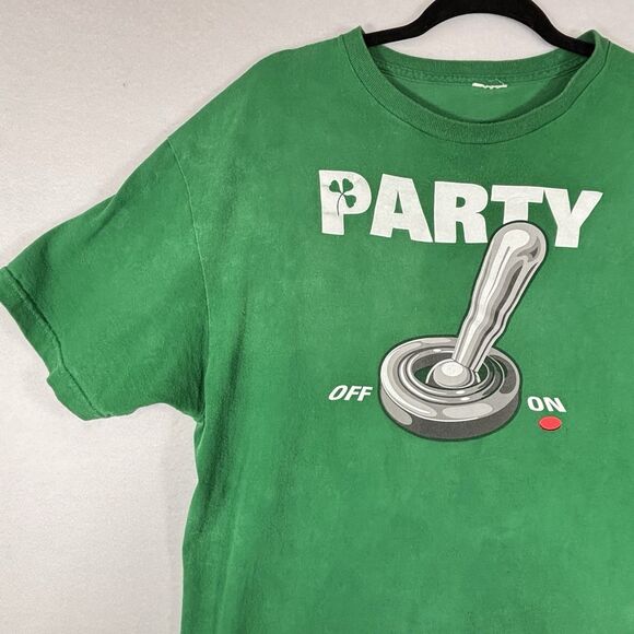 Vintage Party On Gamer Joy Stick Green T Shirt Faded Y2K St. Patrick Day - Picture 2 of 11